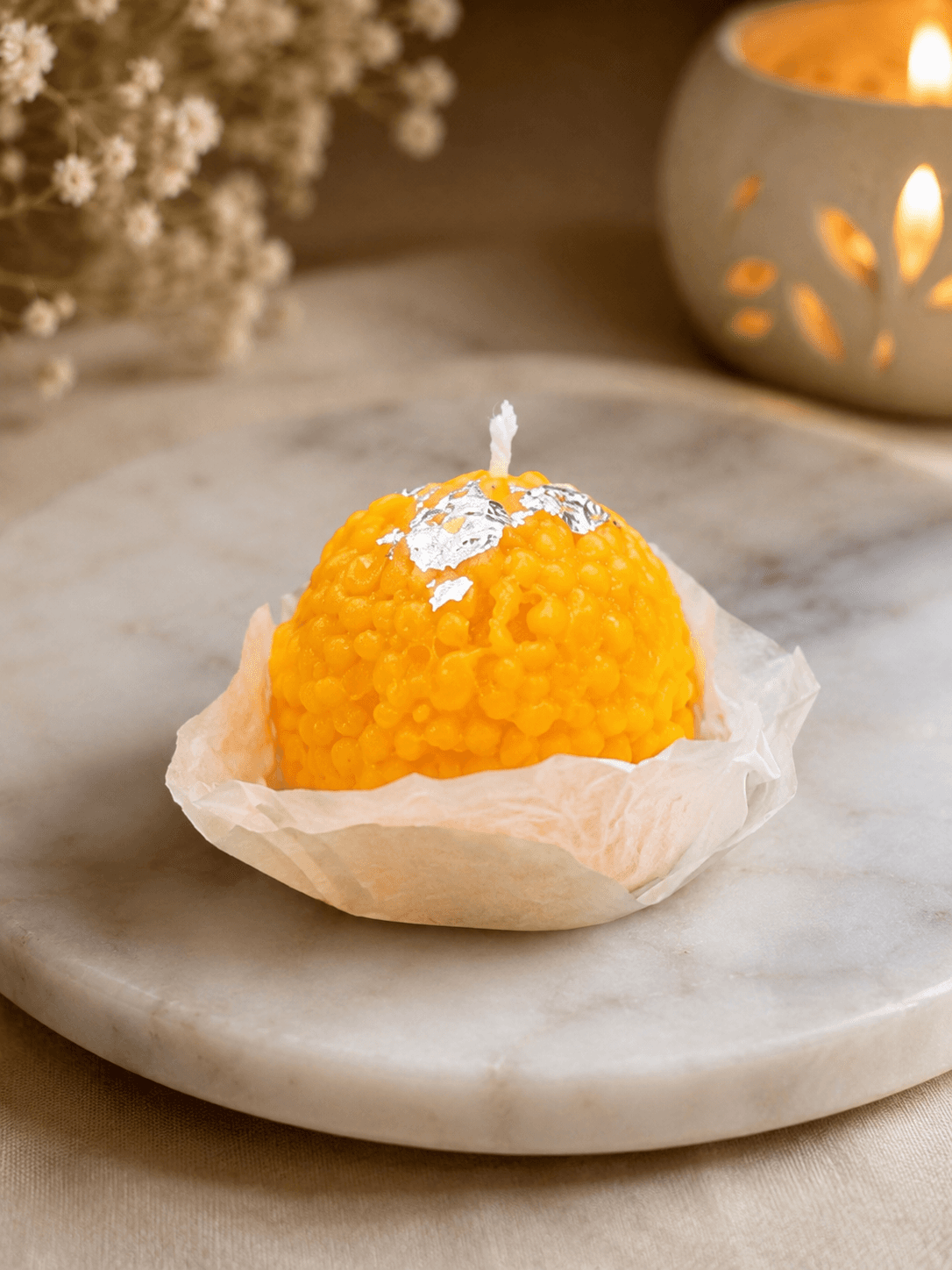 Ladoo Candle – A Sweet Symbol of Love & Celebration 🪔💛