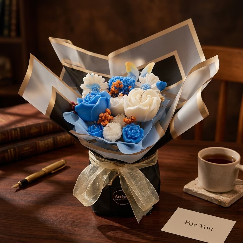 The Azure Elegance Candle Bouquet