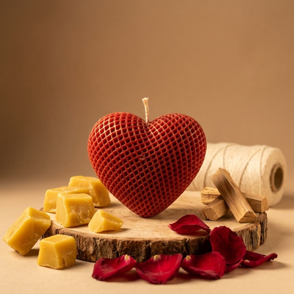 The Crimson Honeycomb Heart Candle
