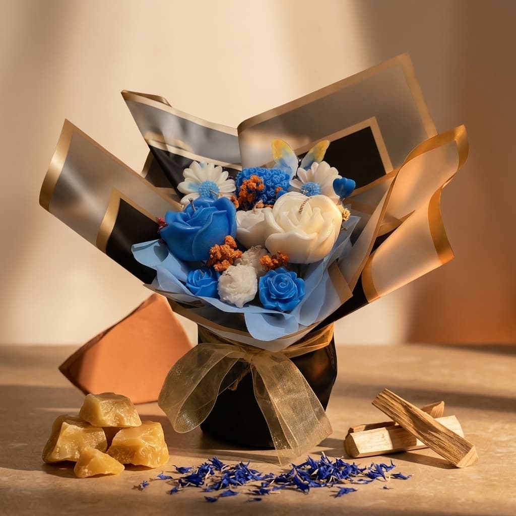 The Azure Elegance Candle Bouquet