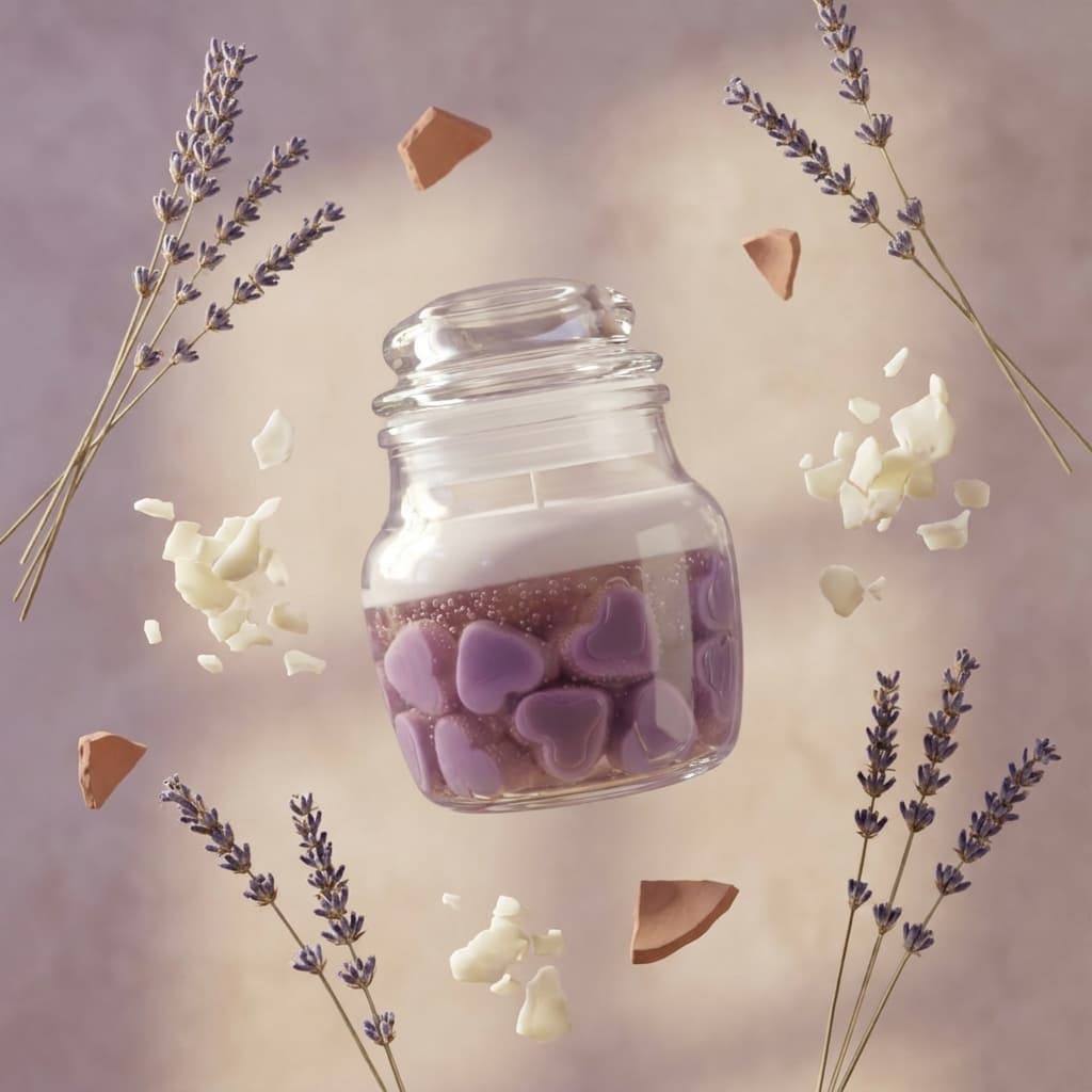 Lavender Hearts Gel Candle
