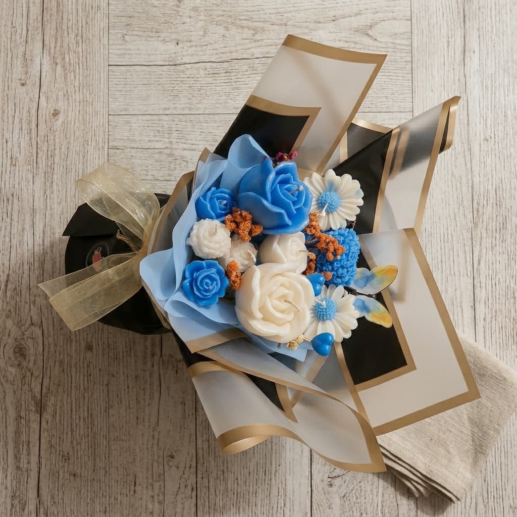 The Azure Elegance Candle Bouquet