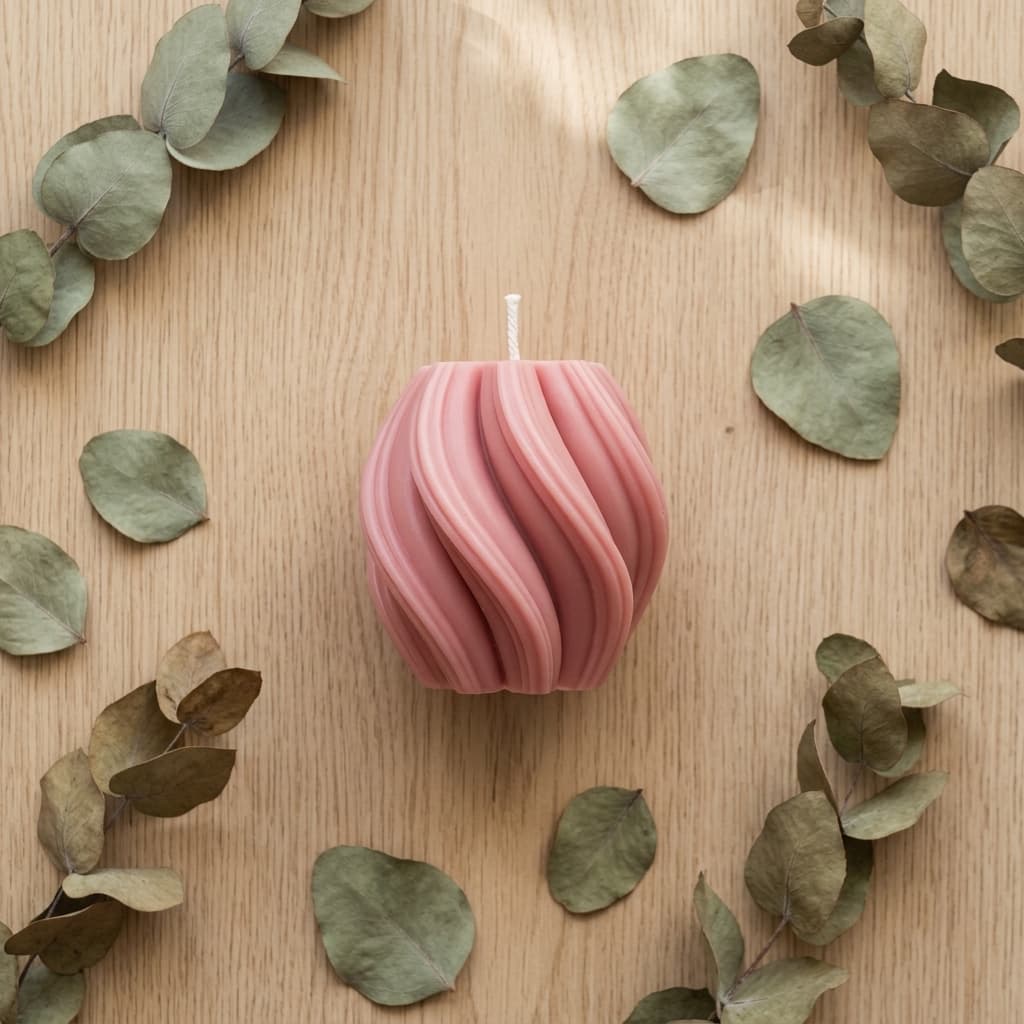 Blush Twist Pillar Candle