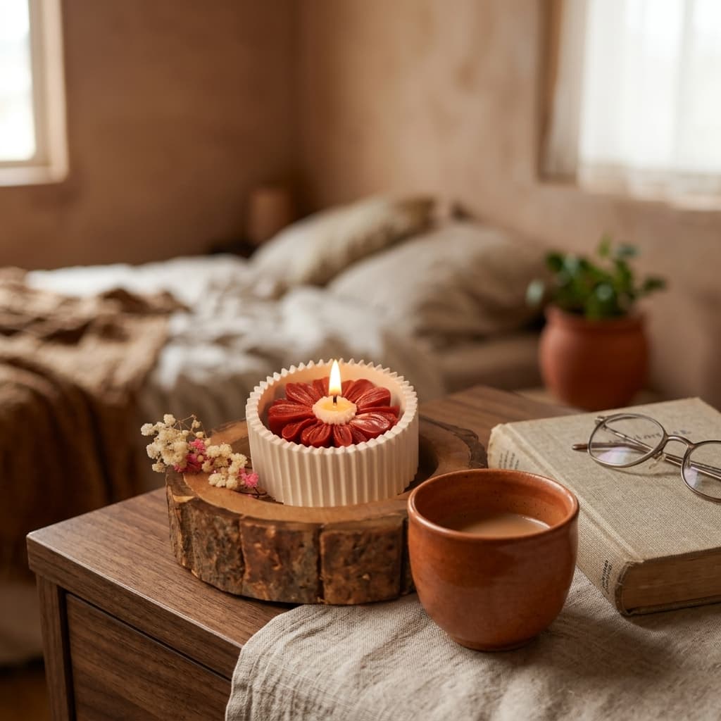 Daisy Bloom Candle in Concrete jar