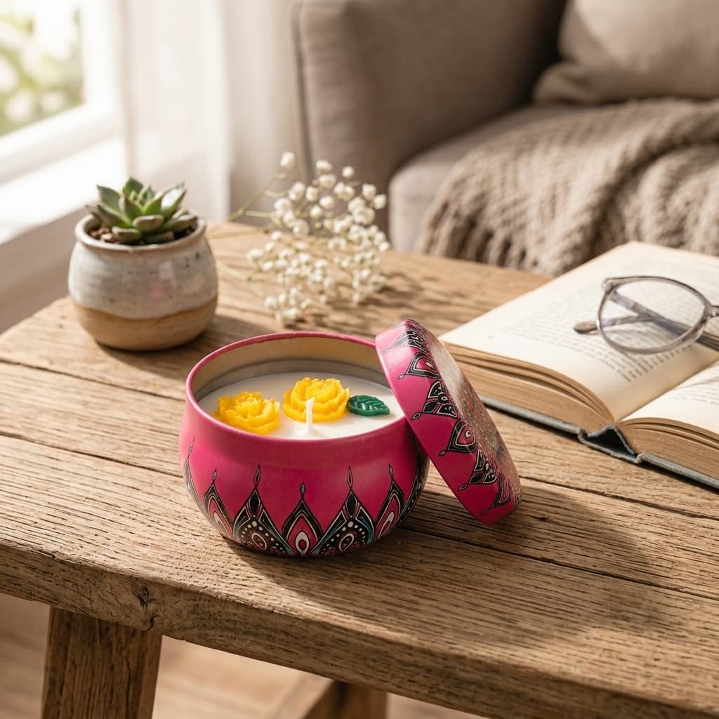 Mandala Bloom Tin Candle